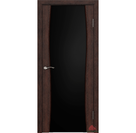Дверь межкомнатная Плаза Нанофлекс тёмный орех ПО (стекло: черный триплекс)