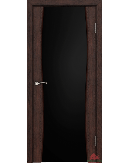 Дверь межкомнатная Плаза Нанофлекс тёмный орех ПО (стекло: черный триплекс)