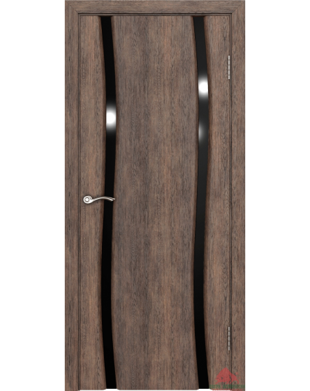 Дверь межкомнатная Волна-2 Нанофлекс каштан ПО (стекло: черный триплекс)