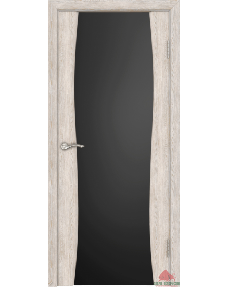 Дверь межкомнатная Плаза Нанофлекс белый ясень ПО (стекло: черный триплекс)
