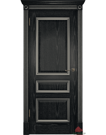 Дверь межкомнатная Вена черная патина серебро ПГ