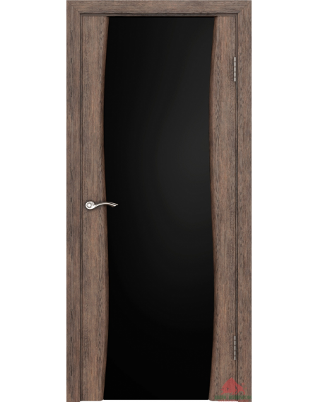 Дверь межкомнатная Волна Нанофлекс каштан ПО (стекло: черный триплекс)