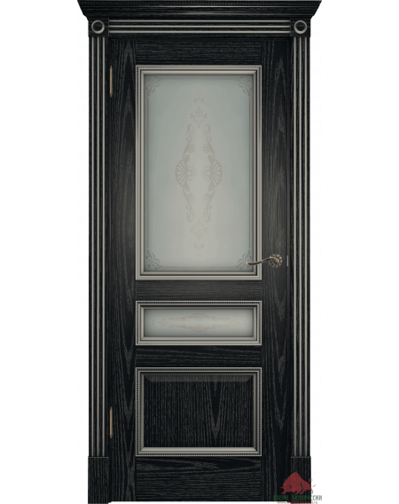 Дверь межкомнатная Вена черная патина серебро ПО