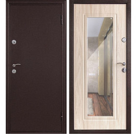 Входная металлическая дверь Дверной Континент Элегия с зеркалом (Дуб белёный)