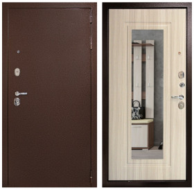 Входная металлическая дверь Континент Гарант с Зеркалом (Медный антик / Сандал белый)